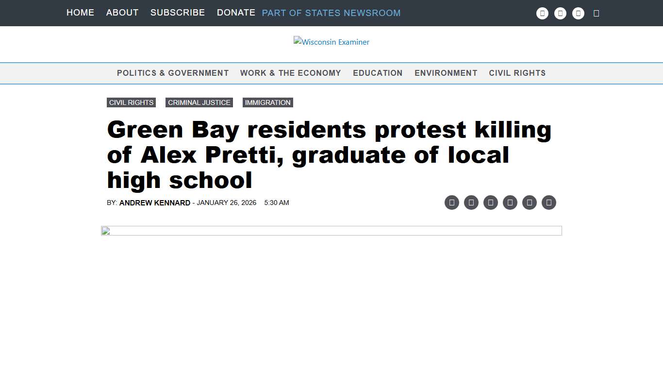 Green Bay residents protest killing of Alex Pretti, graduate of local high school • Wisconsin Examiner